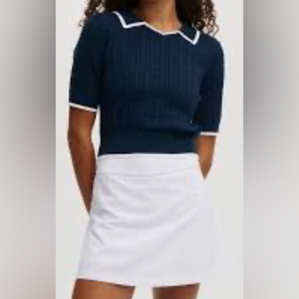 Cotton On Navy and White Ribbed Top